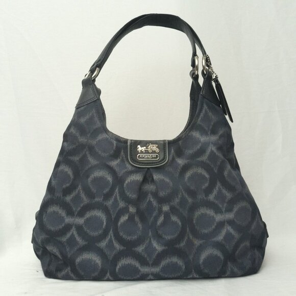 Coach Handbags - COACH Madison Ikat Maggie Op Women's NAVY Blue Carryall Shoulder Bag Purse 21295